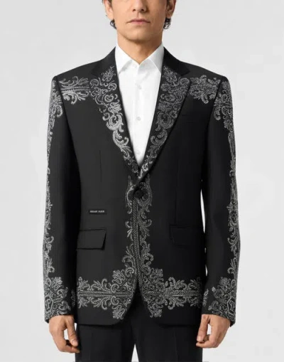 Philipp Plein Blazer Baroque Skull Strass Men In Black