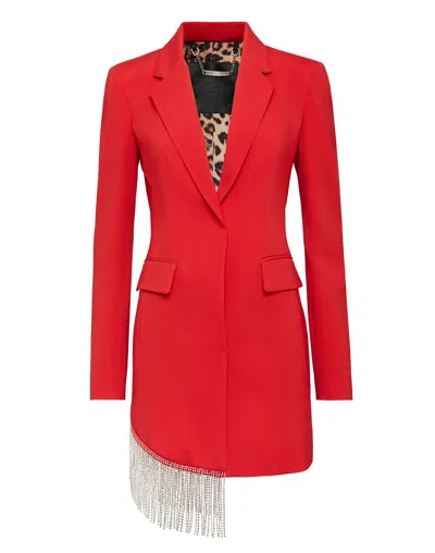 Philipp Plein Blazer Dress Fringe In Red