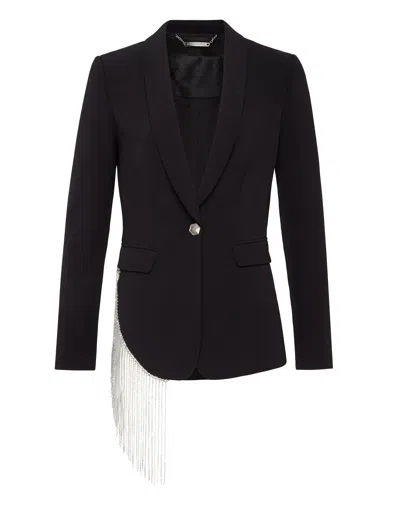 Philipp Plein Blazer Fringe In Black