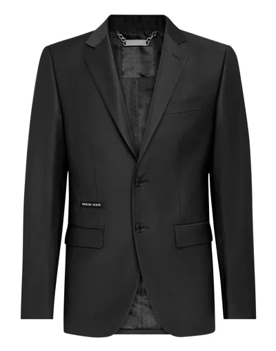 Philipp Plein Wool Blazer Gigolò Fit Python Skull In Black