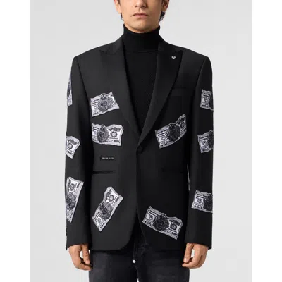 Philipp Plein Blazer Plein Dollars Strass Men In Black