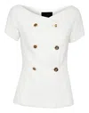 Philipp Plein Double-breasted Short-sleeve Blazer In White