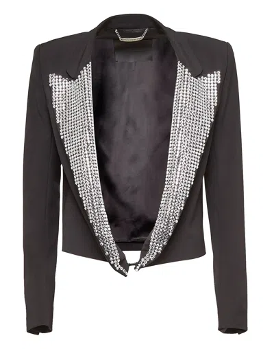 Philipp Plein Blazer "turning Into Silver" In Black