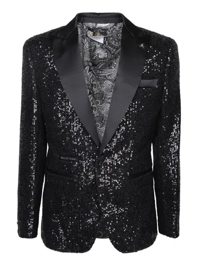 Philipp Plein Sequinned Single-breasted Blazer In Black