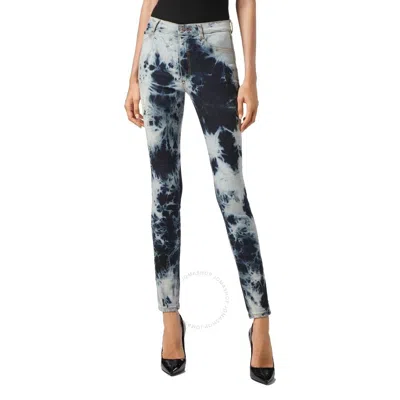 Philipp Plein Bleached Denim High-waist Jeggings In Gray