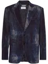 Philipp Plein Single-breasted Velvet Blazer In Blue