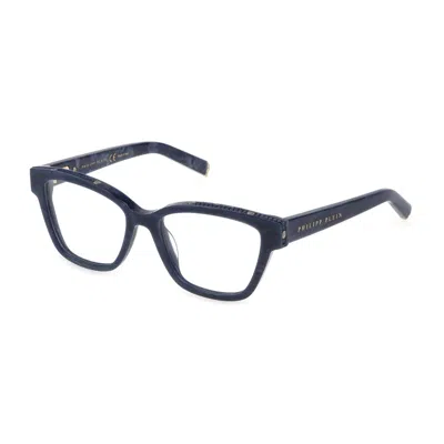 Philipp Plein Blue Metal Acetate Frames In Black