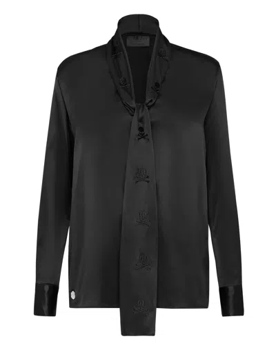 Philipp Plein Blusa Skull And Studs In Black
