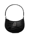 Philipp Plein Crocodile Texture Shoulder Bag With Adjustable Strap In Black