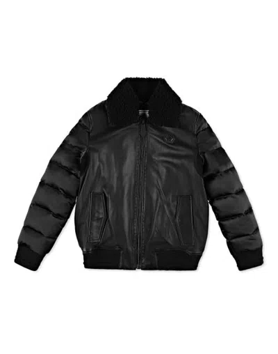 Philipp Plein Kids'  Bomber Iconic Plein Boy In Black