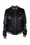 Philipp Plein Leather Bomber Jacket With Heart In Black
