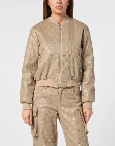 Philipp Plein Bomber Monogram Women In Beige