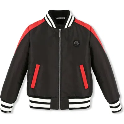 Philipp Plein Kids'  Bomber Rock Pp Boy In Black/red