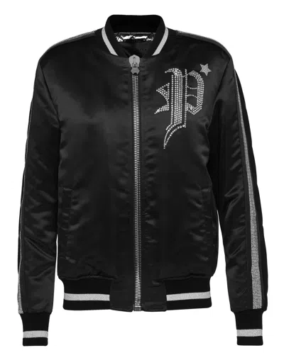 Philipp Plein Bomber "say Strass" In Black