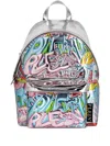 Philipp Plein Bombing Graffiti Metallic Leather Backpack In Silver