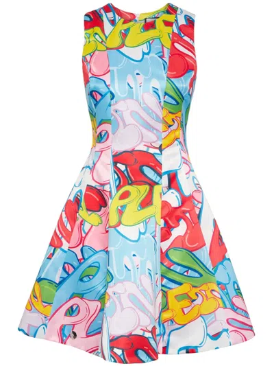 Philipp Plein Bombing Graffiti Minikleid In Blau