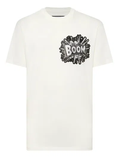Philipp Plein Boom Sequin-embellished T-shirt In White