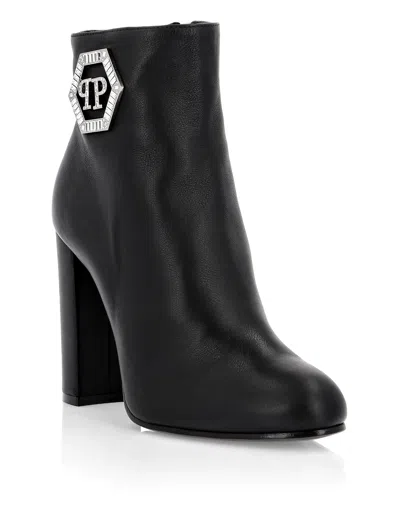Philipp Plein Bootie High Heels Crystal In Black