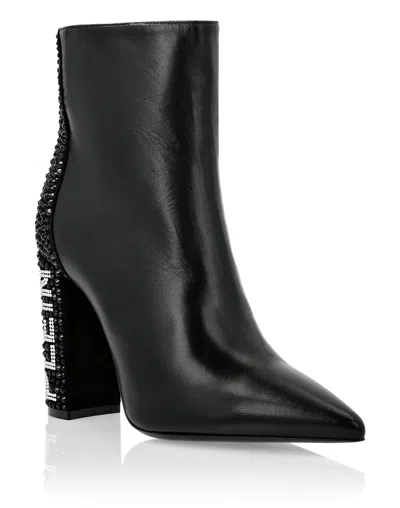 Philipp Plein Boots High Heels Mid Crystal Plein In Black