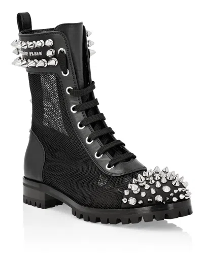 Philipp Plein Boots Low Flat Studs In Black