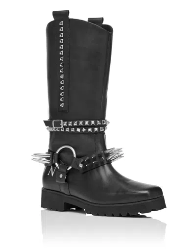 Philipp Plein Boots Mid Flat In Black