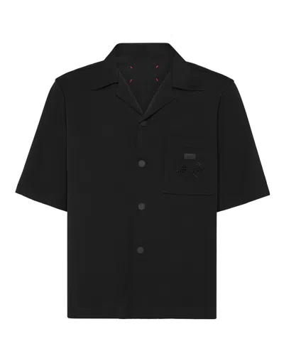 Philipp Plein Bowling Shirt Ss Racing Club In Black
