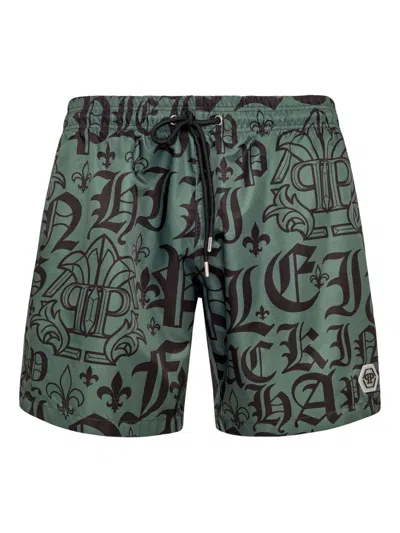 Philipp Plein Boxer Swim Shorts In Green