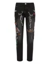 Philipp Plein Jewel All Over Distressed Boyfriend Cut Chicago Light Jeans In Beige