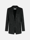 Philipp Plein 'boyfriend Fit' Blazer With Black Wool Blend Paiettes