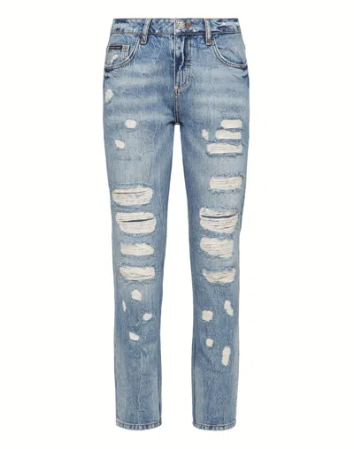 Philipp Plein Iconic Plein Boyfriend Denim Jeans In Multi