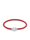 Philipp Plein Braided Leather Bracelet In Red