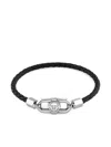 Philipp Plein Braided Leather Bracelet In Black