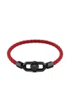 Philipp Plein Braided Leather Clasp Bracelet In Red