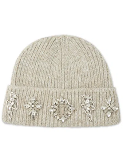 Philipp Plein Brooch-detail Beanie In Neutrals