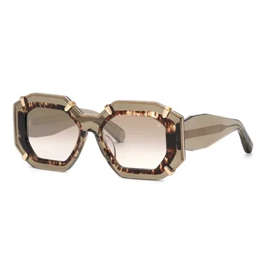 Philipp Plein Brown Gradient Geometric Ladies Sunglasses Spp098v G61g 53