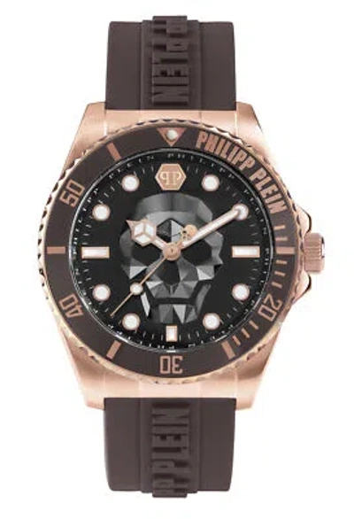 Pre-owned Philipp Plein Brown Mens Analogue Watch The $kull Diver Pwoaa0322