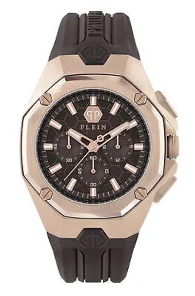 Pre-owned Philipp Plein Brown Mens Chronograph Watch Octagon Pwtba0223