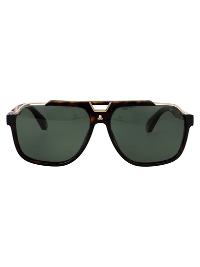 Philipp Plein Brown Metal Sunglasses In Black