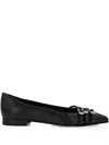 Philipp Plein Buckled Pointed-toe Ballet Flats