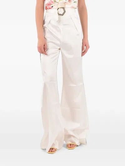Philipp Plein Buckle-fastening Palazzo Pants In White