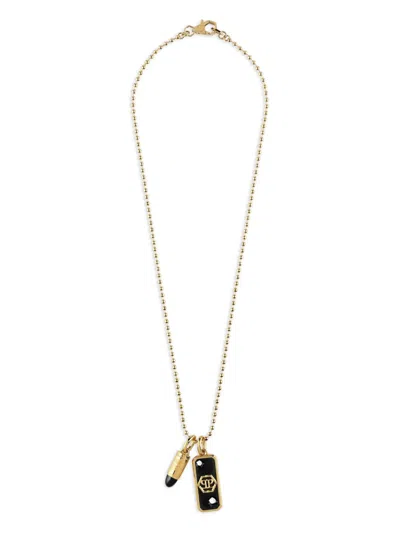 Philipp Plein Bullet-pendant Chain Necklace In Gold