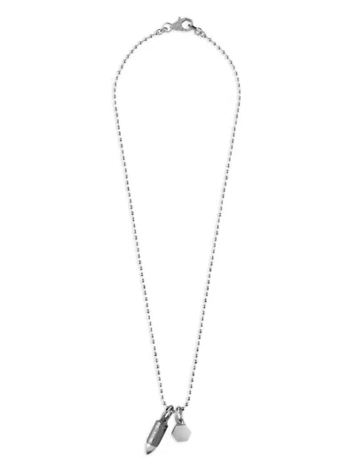 Philipp Plein Bullet-pendant Chain Necklace In Metallic