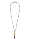 Philipp Plein Bullet-pendant Chain Necklace In Metallic