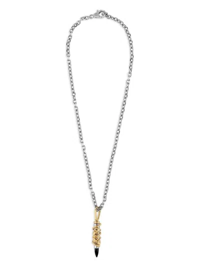 Philipp Plein Bullet-pendant Chain Necklace In Metallic