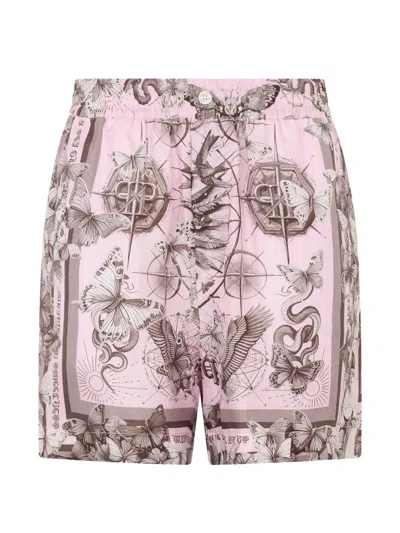 Philipp Plein Shorts Mit Schmetterling-print In Pink