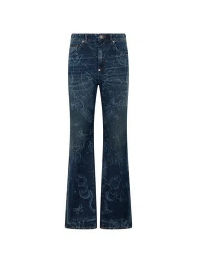 Philipp Plein Butterfly Tattoo Jeans In Blue