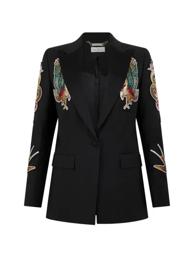 Philipp Plein Buttoned Embroidered Blazer In Black