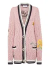 Philipp Plein Cable-knit Embroidered Cardigan In Pink