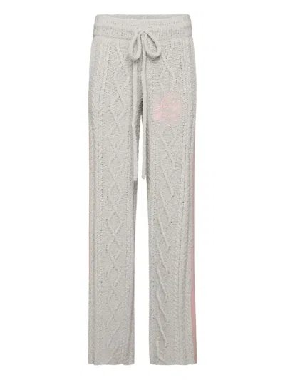 Philipp Plein Cable-knit Track Pants In Gray