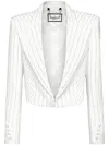 Philipp Plein Cady Crystal-embellished Cropped Blazer In White